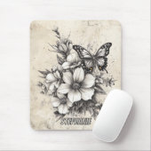 Rustikale Blume und Schmetterlinge - Altpapier (5) Mousepad (Mit Mouse)
