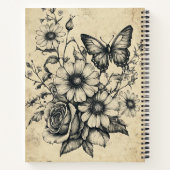 Rustikale Blume und Schmetterlinge - Altpapier (6) Notizblock (Rückseite)