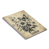 Rustikale Blume und Schmetterlinge - Altpapier (6) Notizblock (Rechte Seite)