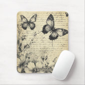 Rustikale Blume und Schmetterlinge - Altpapier (7) Mousepad (Mit Mouse)