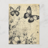 Rustikale Blume und Schmetterlinge - Altpapier (7) Postkarte (Vorderseite)