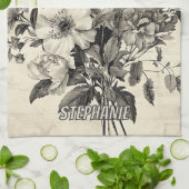 Rustikale Blume und Schmetterlinge - Altpapier (8) Geschirrtuch (Gefaltet)