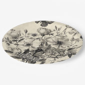 Rustikale Blume und Schmetterlinge - Altpapier (8) Pappteller (Schrägansicht)