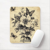 Rustikale Blume und Schmetterlinge - Altpapier (9) Mousepad (Mit Mouse)