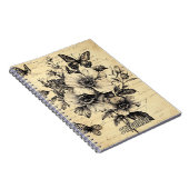 Rustikale Blume und Schmetterlinge - Altpapier (9) Notizblock (Rechte Seite)
