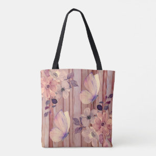 Rustikale Blume und Schmetterlinge Tasche