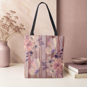 Rustikale Blume und Schmetterlinge Tasche
