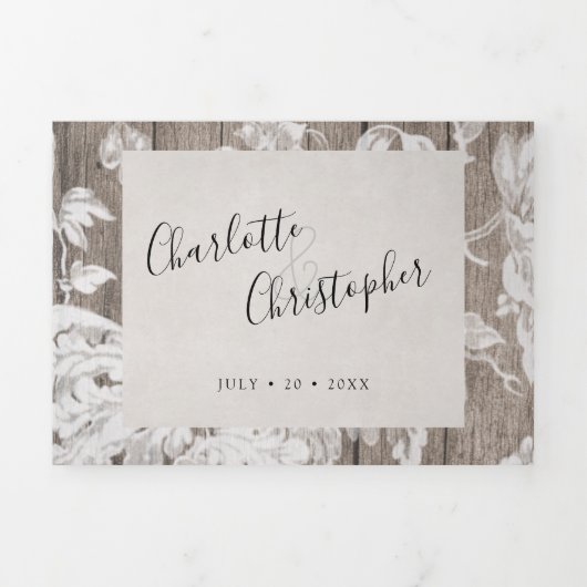 Rustikale Blume verdreifachen sich in einer Hochze Dreifach Gefaltete Einladung (Cover)