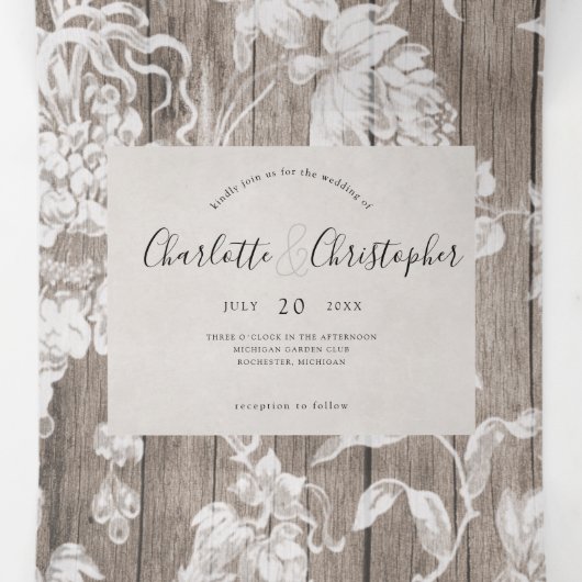 Rustikale Blume verdreifachen sich in einer Hochze Dreifach Gefaltete Einladung (Innenseite Mitte)