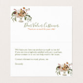 Rustikale Blume Visitenkarten (Innenseite Aufgefaltet)