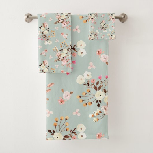 Rustikale Blume Wasserfarben Muster Badhandtuch Set (Insitu)