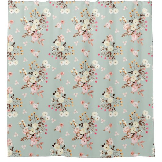 Rustikale Blume Wasserfarben Muster Duschvorhang (Vorderseite)