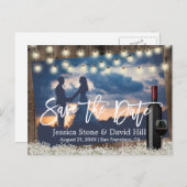 Rustikale Blume Wein Hochzeit Foto Save the Date Ankündigungspostkarte (Vorne/Hinten)