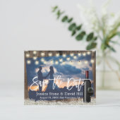 Rustikale Blume Wein Hochzeit Foto Save the Date Ankündigungspostkarte (Stehend Vorderseite)