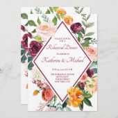 Rustikale Blume Weinkultur und Erde Rote Probe Abe Einladung (Vorne/Hinten)