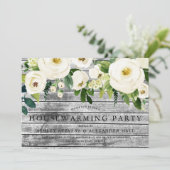 Rustikale Blume Weißer Champagner Party Einladung (Stehend Vorderseite)