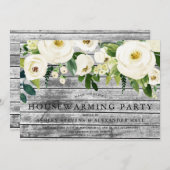 Rustikale Blume Weißer Champagner Party Einladung (Vorne/Hinten)