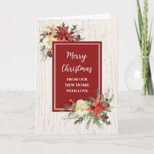 Rustikale Blume Wir haben neue Weihnachten-Adresse Karte