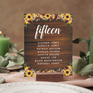 Rustikale Blume Wood Tischnummer Gästebuch
