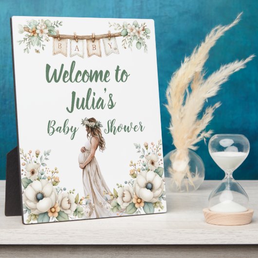 Rustikale Blumen-Baby-Party Fotoplatte (Seite)