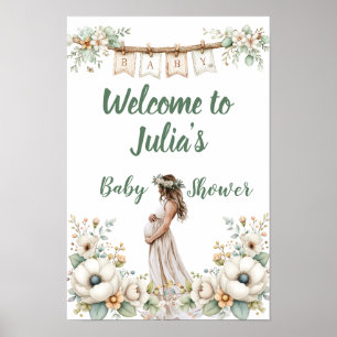 Rustikale Blumen-Baby-Party Poster