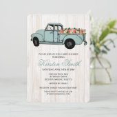 Rustikale Blumen-Baby-Shower-LKW-Einladung Einladung (Stehend Vorderseite)