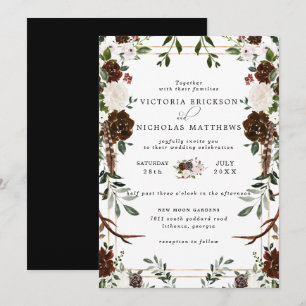 Rustikale Blumen Boho-Botanische Hochzeit Einladung