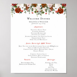 Rustikale Blumen   Boho-Botanische Hochzeitsmenü Poster