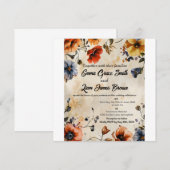 Rustikale Blumen boho farbenfrohe Hochzeitseinladu (Vorne/Hinten)