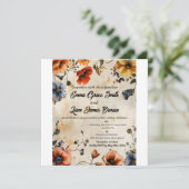 Rustikale Blumen boho farbenfrohe Hochzeitseinladu (Stehend Vorderseite)