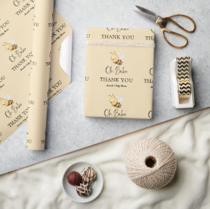 Rustikale Blumen-Daisy Oh Babee Honigbiene Baby-Pa Geschenkpapier