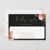 Rustikale Blumen-Elegante Schwarz-Gold-Hochzeit RSVP Karte (Vorderseite)