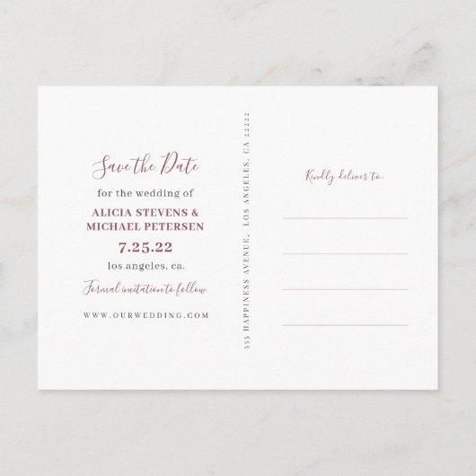 Rustikale Blumen Foto Hochzeit speichern Sie das D Ankündigungspostkarte (Rückseite)