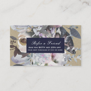 Rustikale Blumen Glamour Navy Kraft Chic Empfehlen Empfehlungskarte