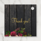 Rustikale Blumen Gold elegante Hochzeit danke Geschenkanhänger (Rückseite)