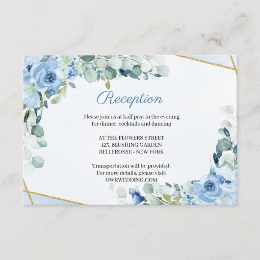 Rustikale Blumen Gold Rahmen Hochzeitsempfang Begleitkarte (Vorderseite)