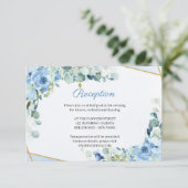 Rustikale Blumen Gold Rahmen Hochzeitsempfang Begleitkarte (Stehend Vorderseite)