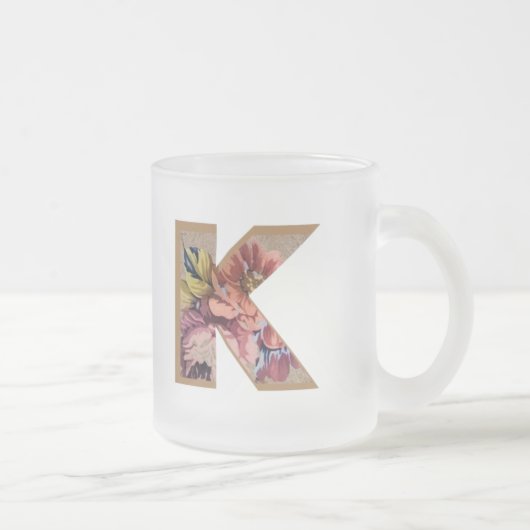 Rustikale Blumen-Großmonogramm K Mattglastasse (Rechts)