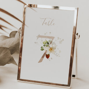 Rustikale Blumen-Handschrift-Schrift 7 Hochzeit   Tischnummer