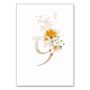 Rustikale Blumen-Handschrift-Schrift 9 Hochzeit  Tischnummer