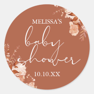 Rustikale Blumen-Herbst-Baby-Party-Geschenke Runder Aufkleber