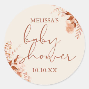 Rustikale Blumen-Herbst-Baby-Shower-Geschenke Runder Aufkleber