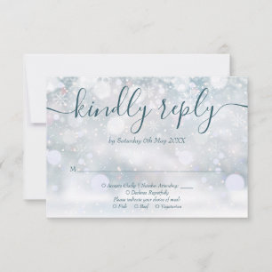 Rustikale Blumen Hochzeit Winter Schneeflocken RSVP Karte