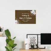 Rustikale Blumen-Hochzeits-Imitation Kraftpapier-T Poster (Heimbüro)
