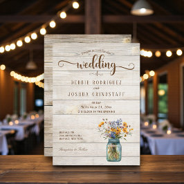 Rustikale Blumen-Hochzeitseinladung im Mason- Glas Einladung