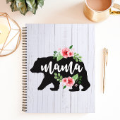 Rustikale Blumen-Mama-Bärin Notizblock