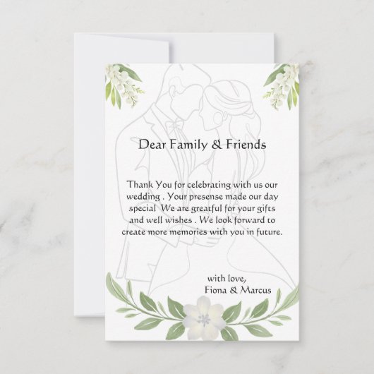 Rustikale Blumen & Minimalistische Hochzeit Dankeskarte (Vorderseite)