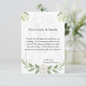 Rustikale Blumen & Minimalistische Hochzeit Dankeskarte (Stehend Vorderseite)