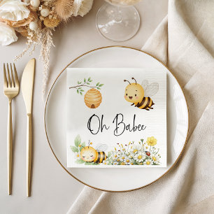 Rustikale Blumen-Oh-Babee-Honigbiene-Baby-Party Serviette