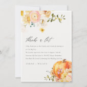 Rustikale Blumen Orange Autumn Pumpkin Wedding Dan Dankeskarte (Vorderseite)